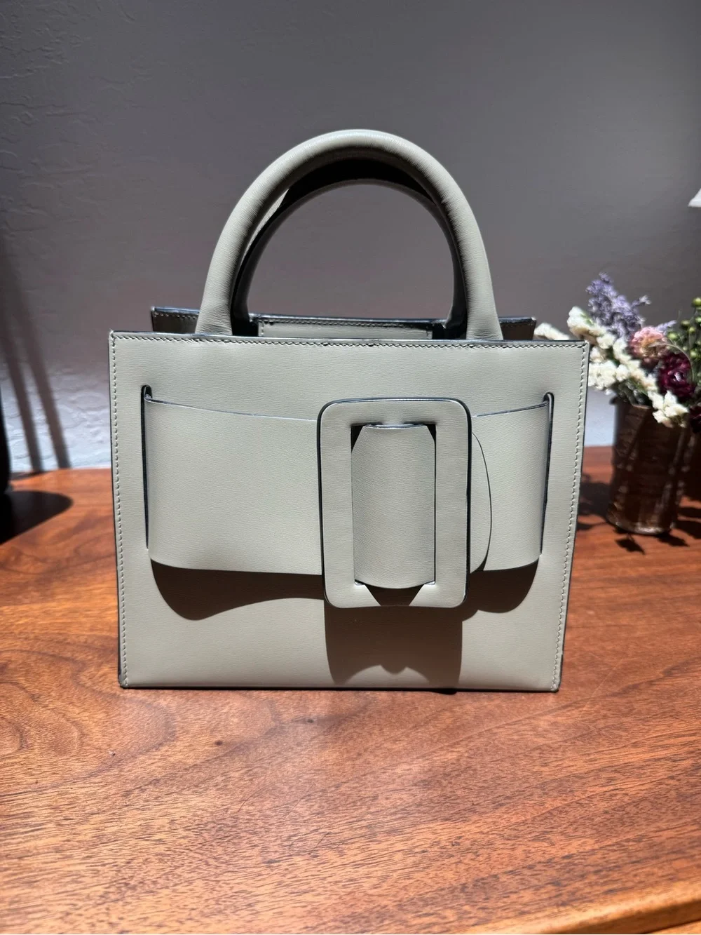 Authentic BOYY Bobby 23 Buckle Handbag with Shoulder Strap in neutral sage green
